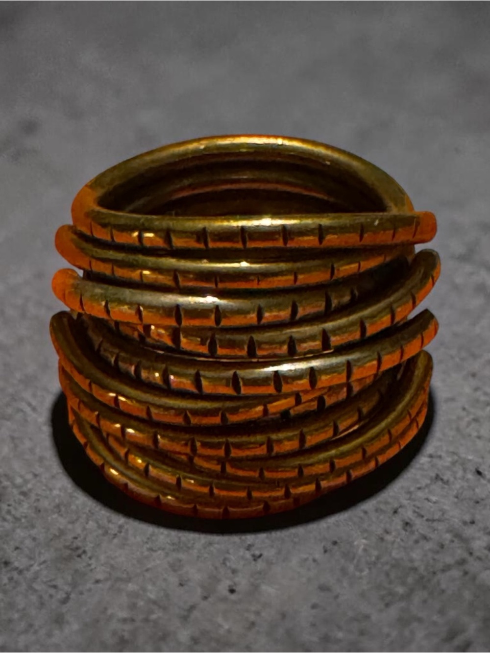 Stacked Textured Gold-Tone Ring